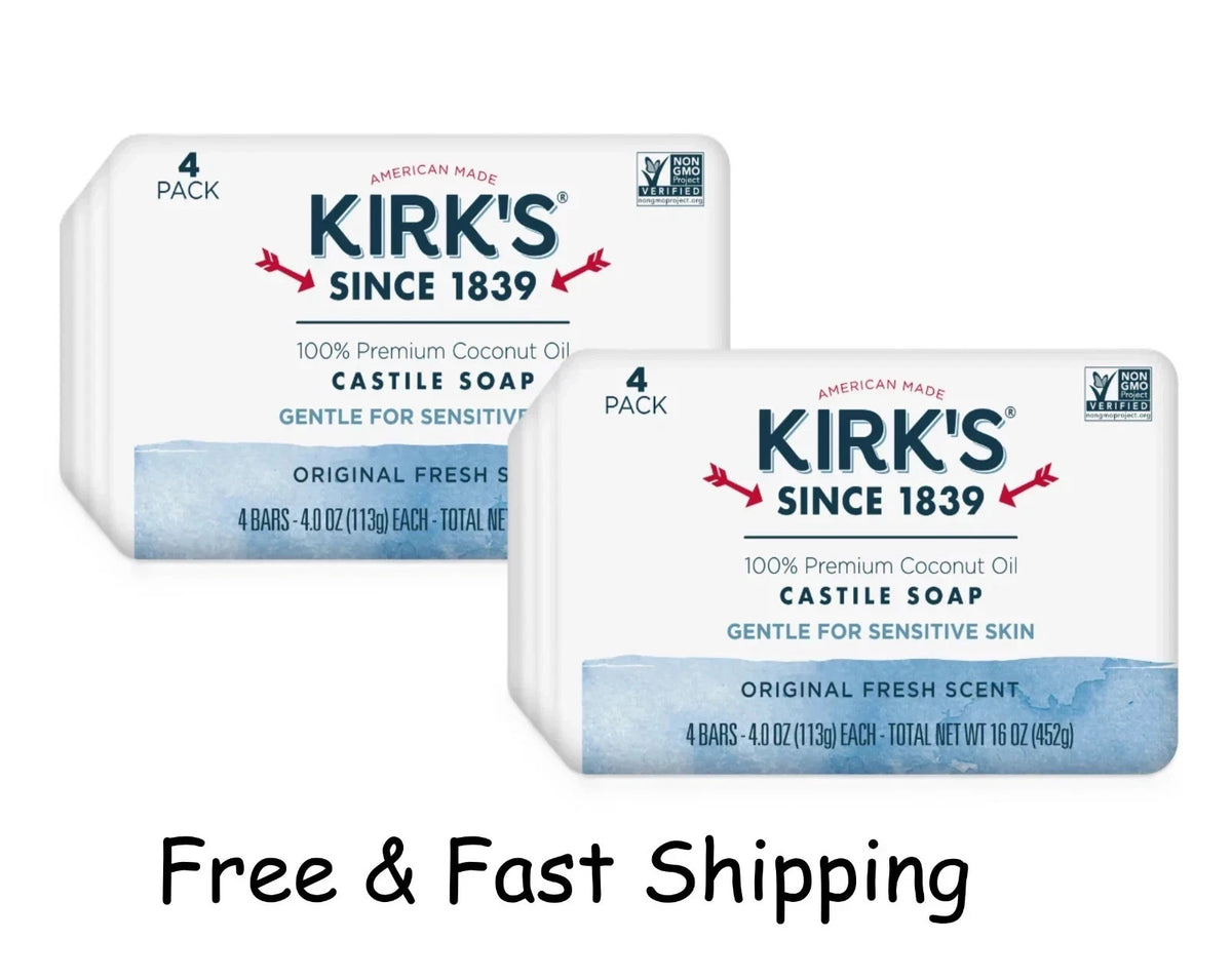 Gentle Castile Soap with Coconut Oil - 8 Pack, Moisturizing & Hypoallergenic
