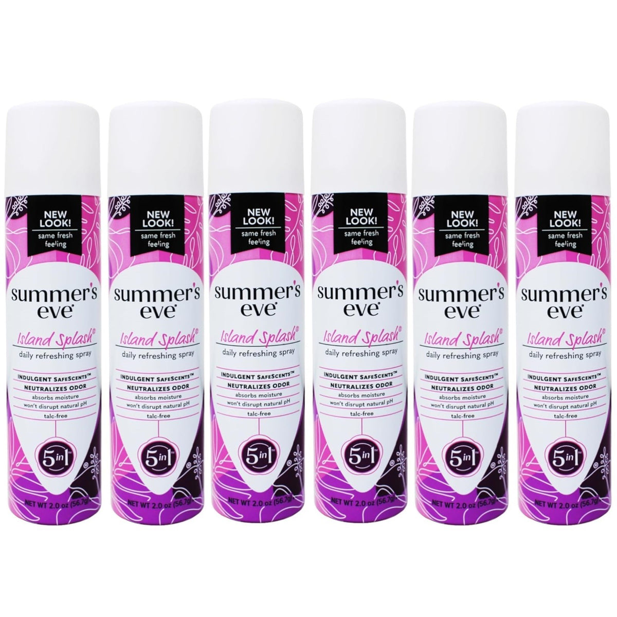 Feminine Deodorant Spray - Island Splash Scent, 2 oz, Pack of 6