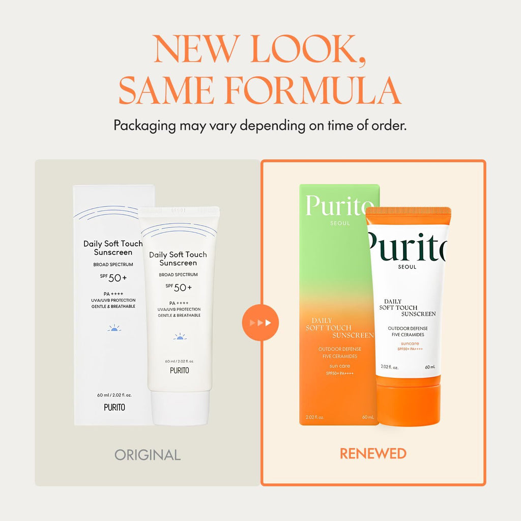 Purito SPF 50+ Soft Touch Sunscreen with Ceramides - 60ml Pack of 2