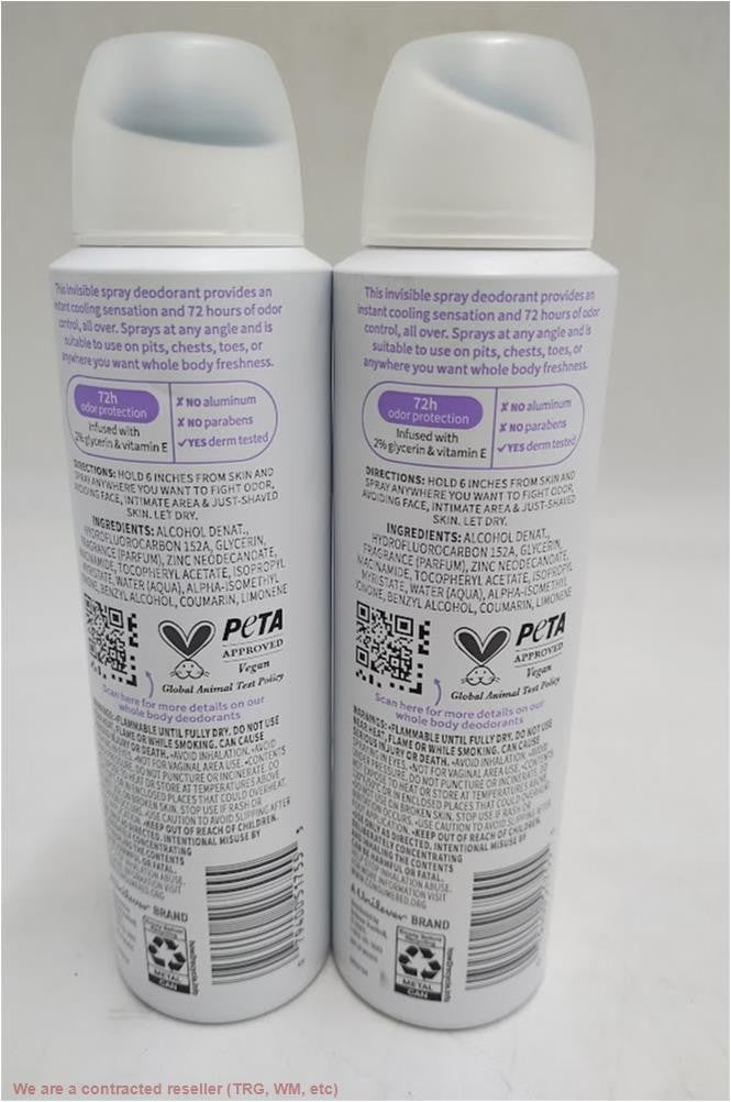2 Pack Aluminum-Free Invisible Deodorant Spray for Whole Body