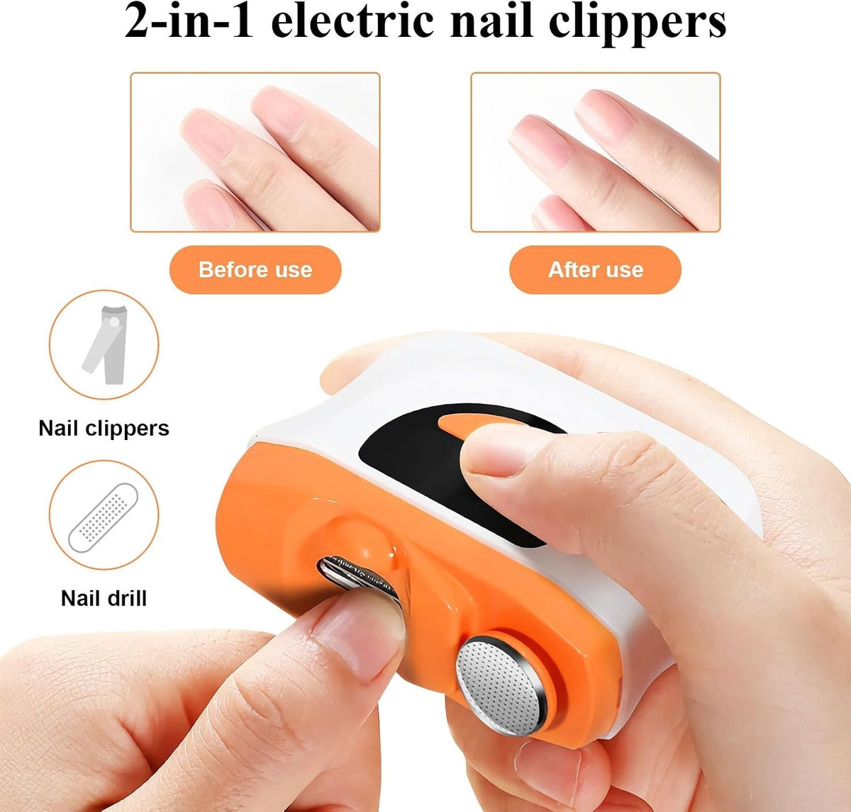 Electric Nail Clipper for Thick Nails - 3-in-1 Trimmer with LED Light, Safe & Rechargeable