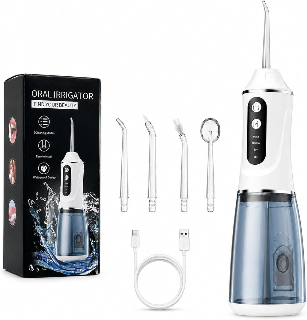 380ML Cordless Water Flosser Oral Irrigator Teeth Cleaner with 4 Tips