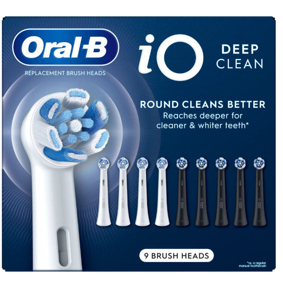 Oral-B iO Deep Clean Toothbrush Replacement Heads 9-Pack - Black & White