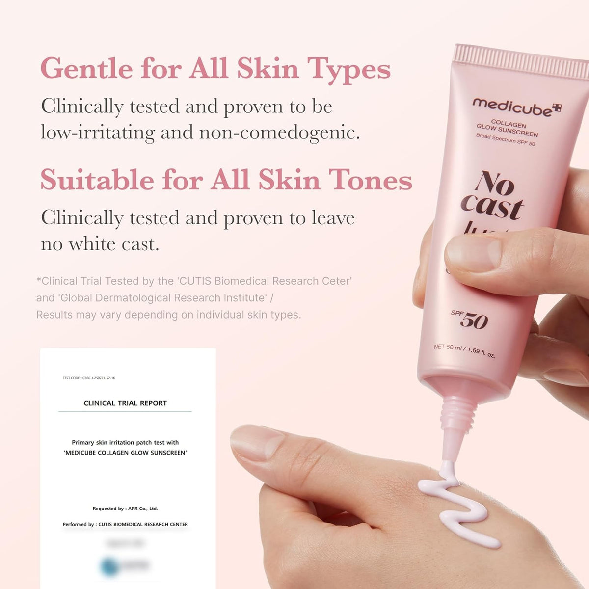 SPF 50 Collagen Sunscreen for Face & Body - No White Cast, Hydrating Lotion