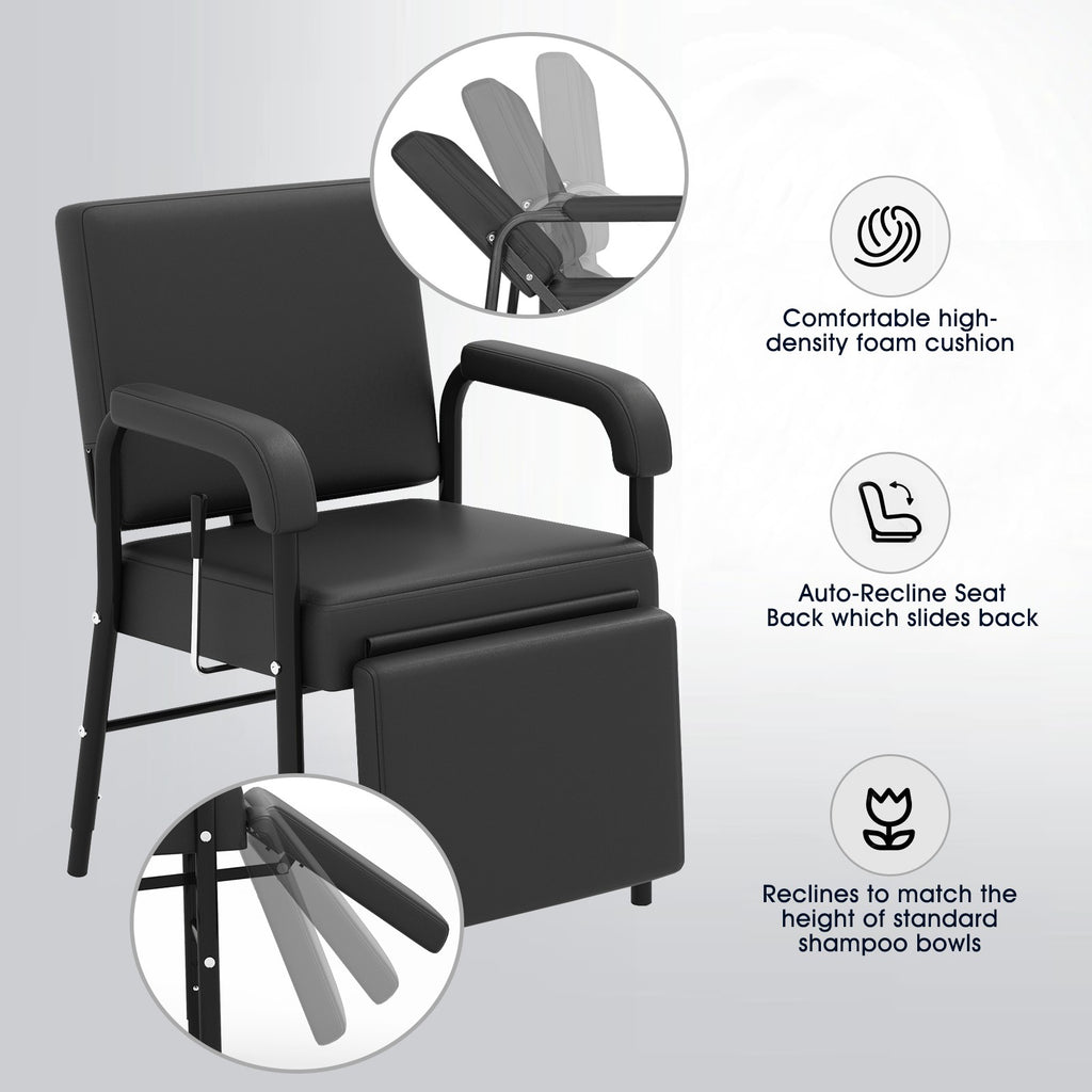 Heavy Duty Reclining Barber Shampoo Chair with Adjustable Backrest and Support