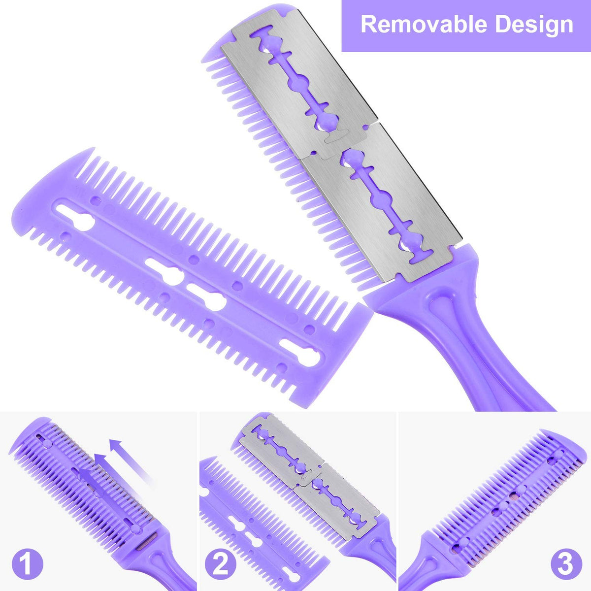 Hair Cutting Comb with 20 Double-Sided Blades and Scissors - Carbon Steel Grooming Kit