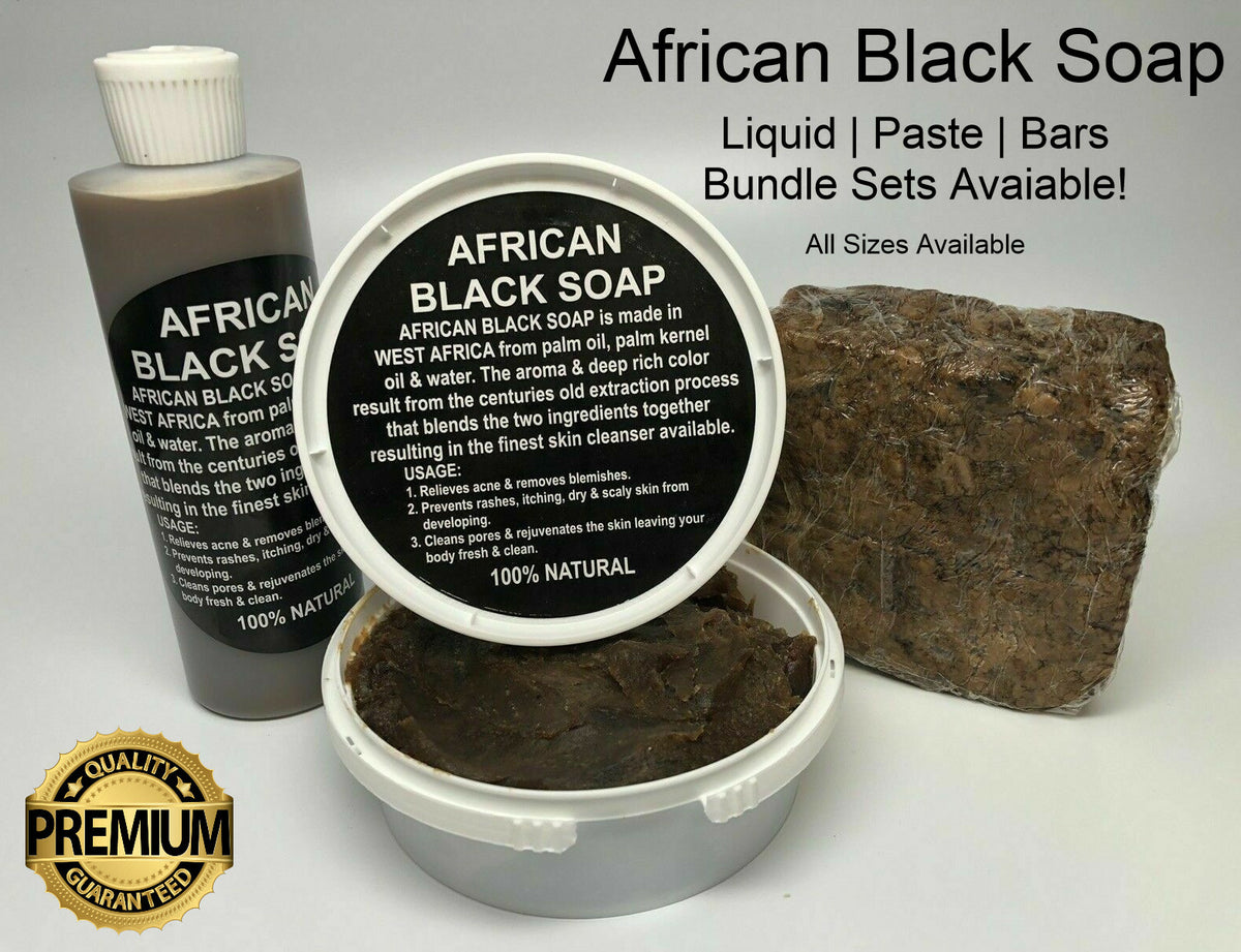 Natural African Black Soap Paste Liquid - Organic Unrefined Ghana Skin Care