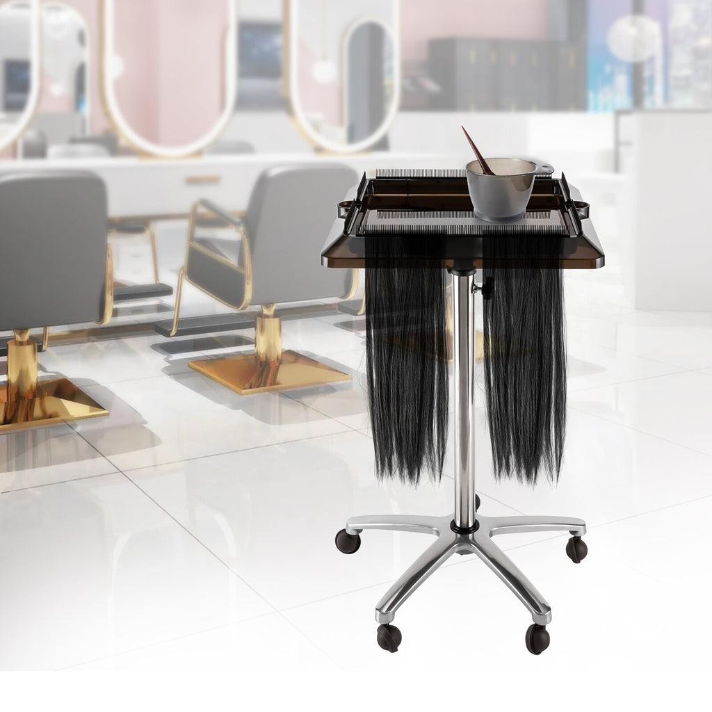 Salon Hair Extension Tool Cart with Removable Tray, Adjustable Height & Wheels