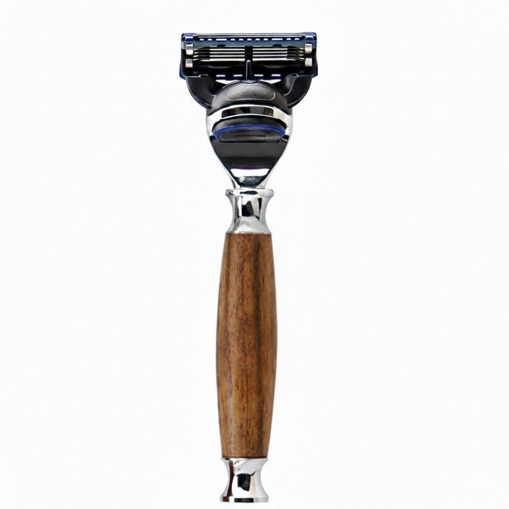 Wood Handle Safety Razor for Gillette Fusion 5 Blades - Men’s Gift