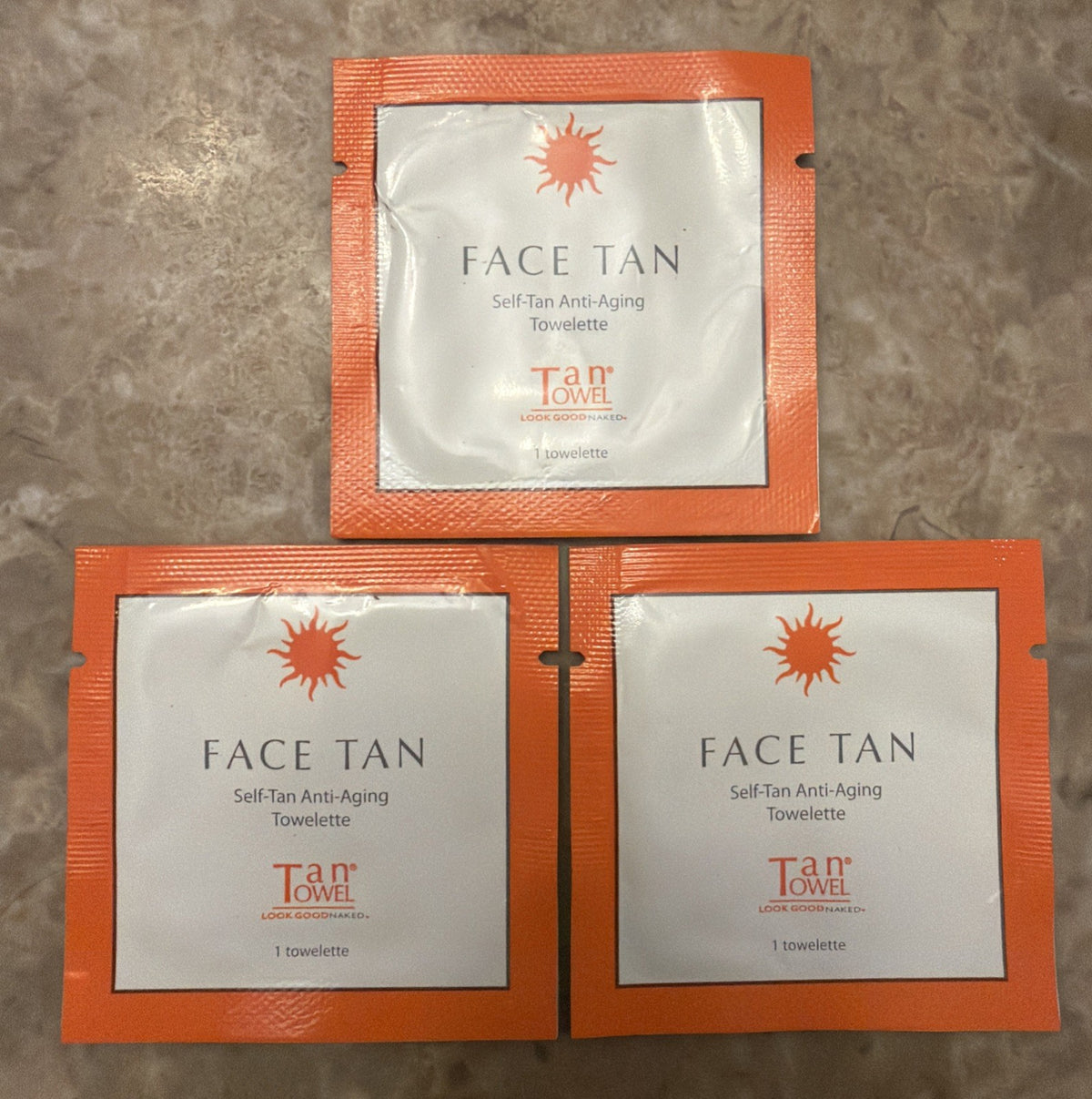 Face Tan Anti-Aging Towelette Sample Pack - 3 Sealed Towelettes
