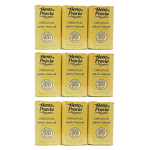 Natural Bath Soap Set - 9 Bars, 4.1 oz Each, Fresh Hay Scent