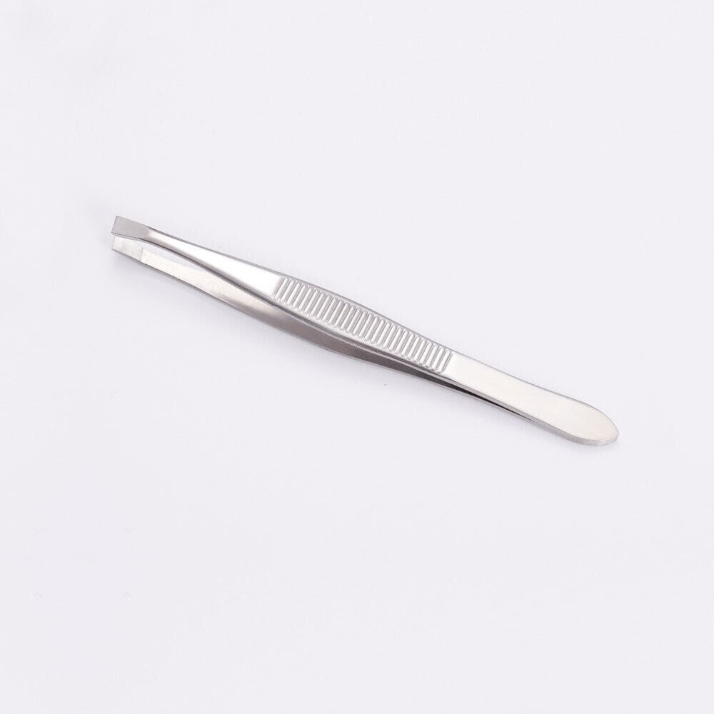 3-Piece Stainless Steel Eyebrow Tweezer Set - Precision Slant, Flat & Pointed Tips