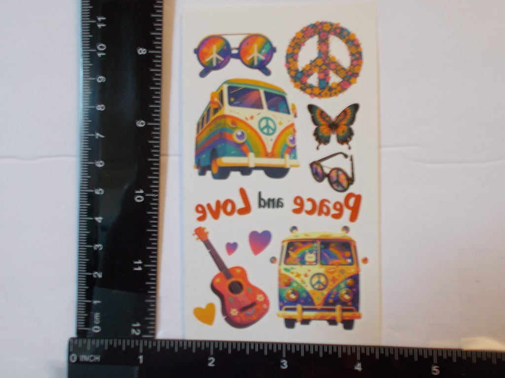 Temporary Tattoos 10 Sheets Groovy 1970s Hippie Theme Set
