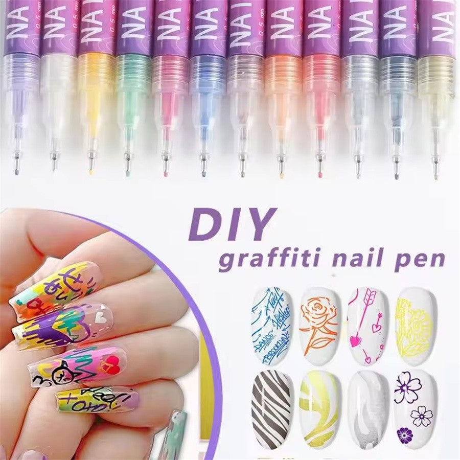 12-Color Nail Art Pen Set for DIY Drawing and Detailing