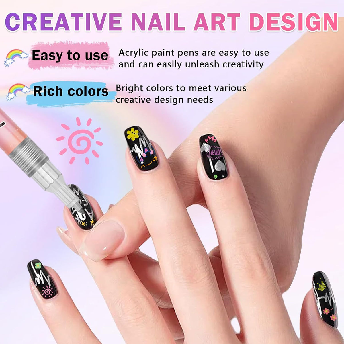 12 Colors Nail Art Pens Set for Creative Manicures and Designs