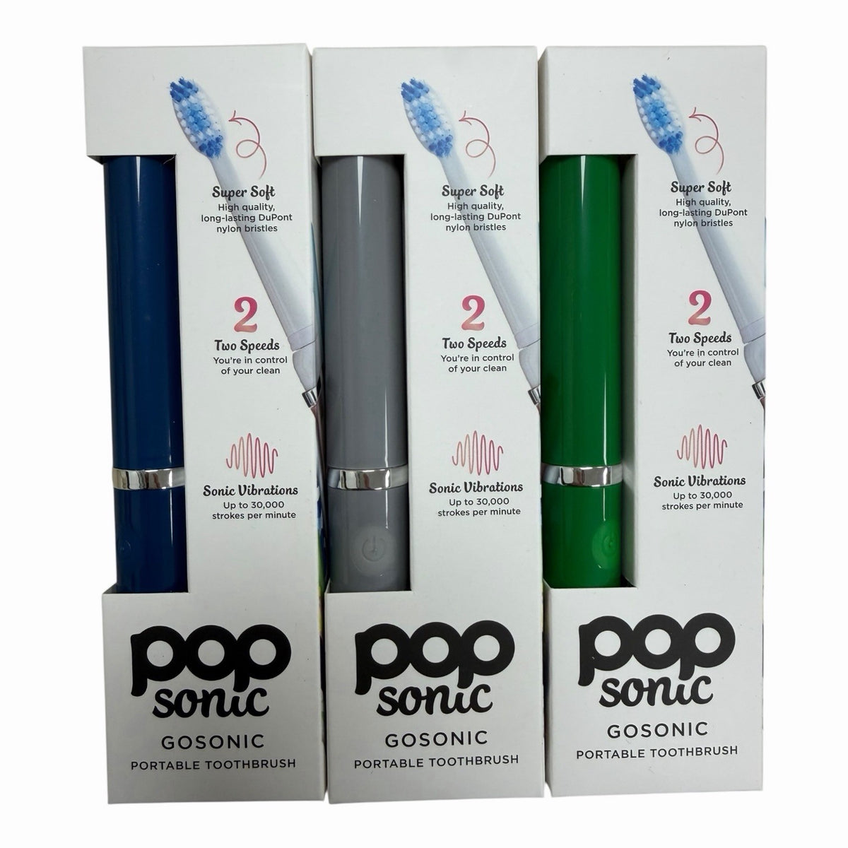 Super Soft Electric Toothbrush Set - 2 Speeds, 3 Neutral Colors