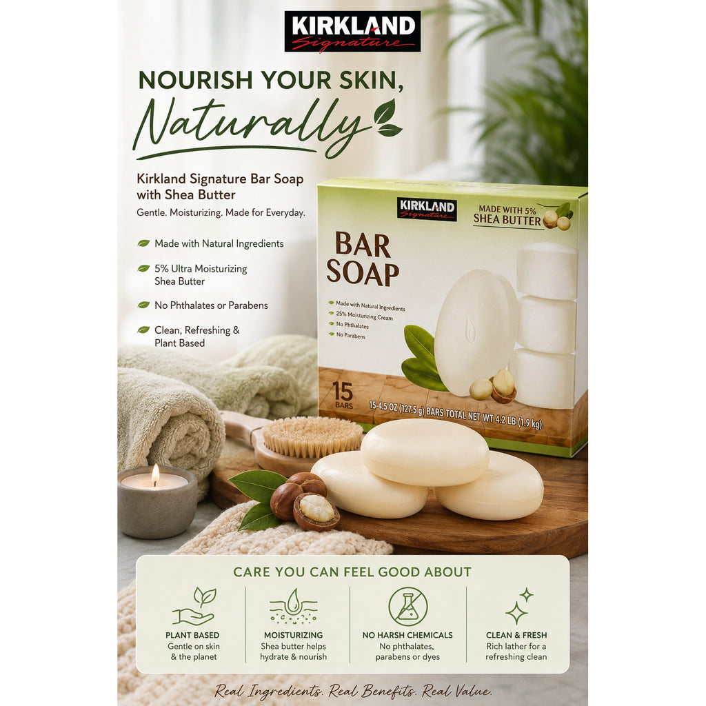 Shea Butter Bar Soap 15-Pack - Moisturizing Plant-Based Skin Care