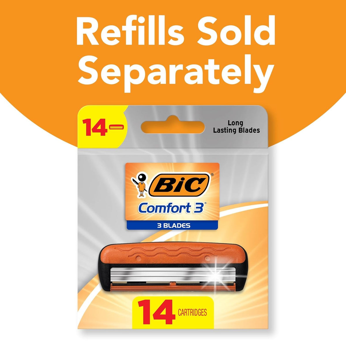 Men's Refillable 3-Blade Disposable Razor for Sensitive Skin - Pack of 6