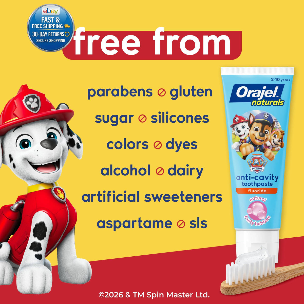 Kids Paw Patrol Fluoride Toothpaste - Anti-Cavity, Natural Fruity Bubble Flavor, 4.2 Ounce