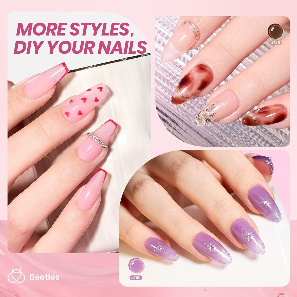 Jelly Gel Nail Polish Set with Top Coats and Nail Tools - 36 Colors for Long-Lasting Manicure
