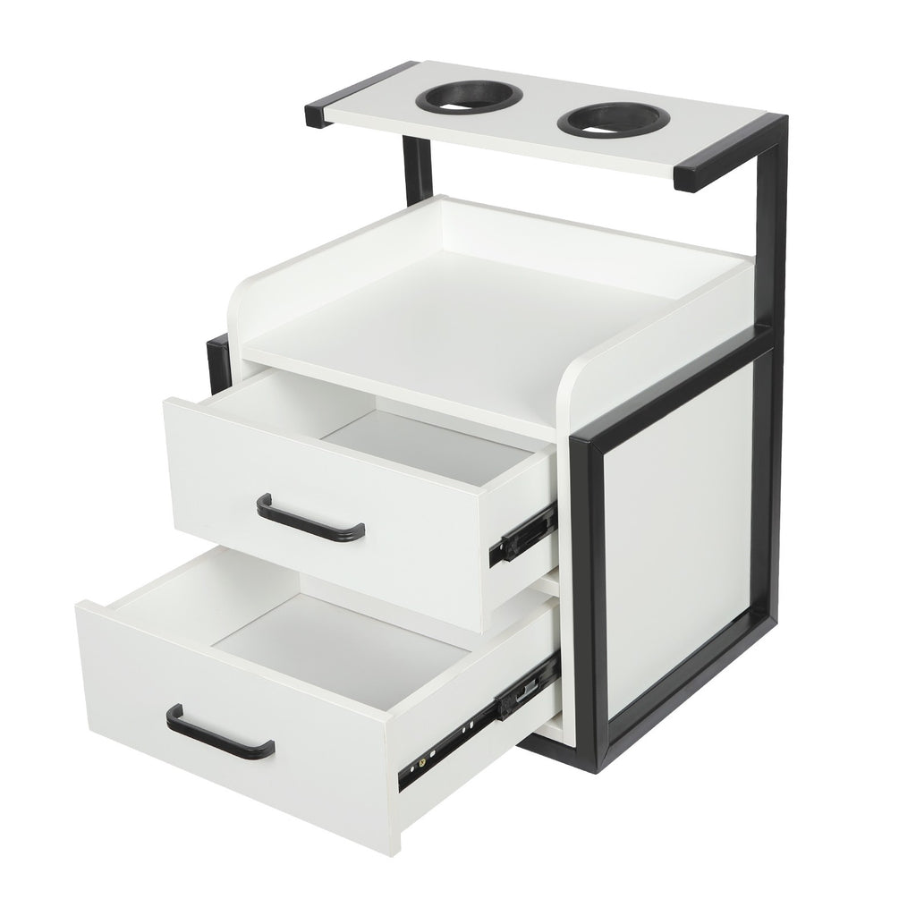 2-Drawer Wall Mounted Salon Storage Cabinet 40x30x48cm Black & White