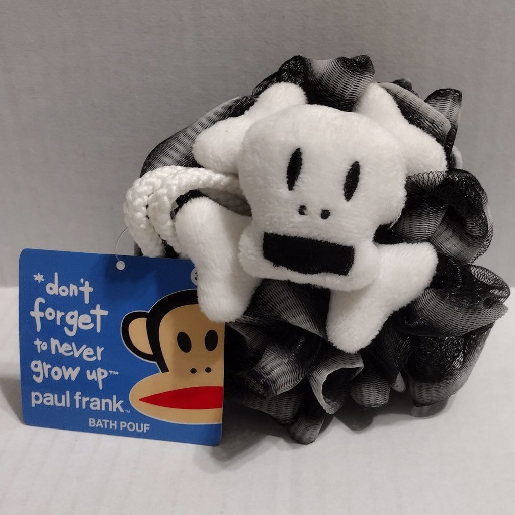 Paul Frank Skurvy Bath Pouf Loofah - Goth Skull Black & White Mesh