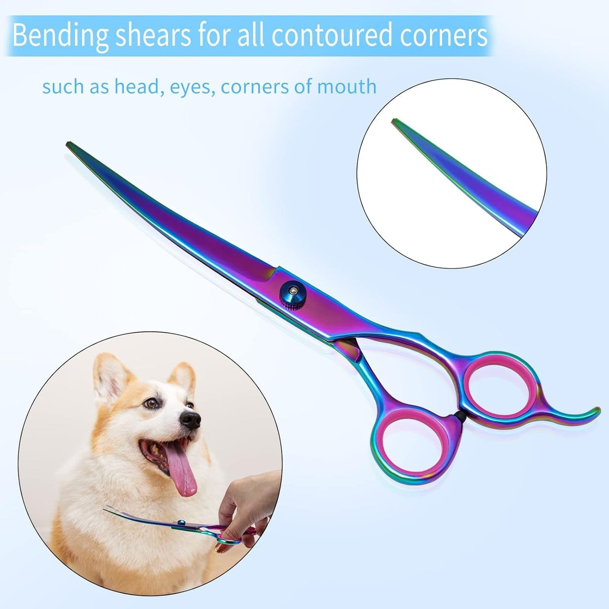 Pet Grooming Scissors Kit with Curved, Straight & Thinning Shears Stainless Steel Comb