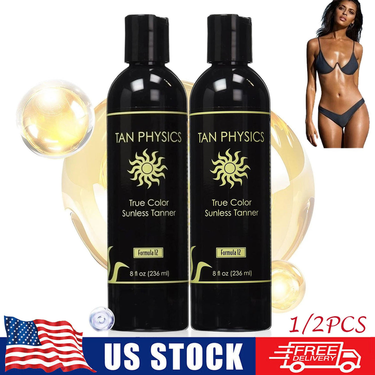Self Tanner Sunless Tanning Lotion 8oz - Natural Color & Anti-Aging Hydration