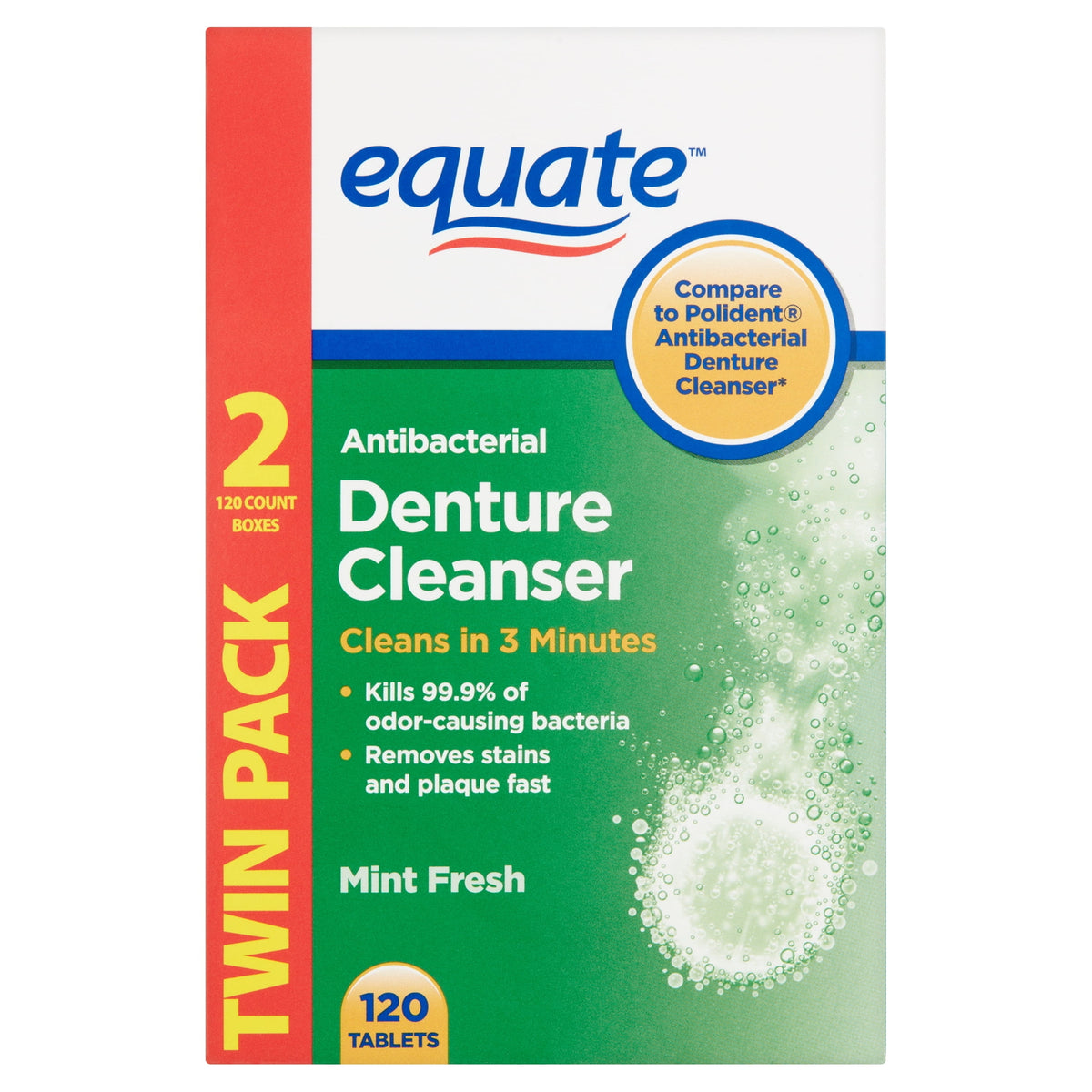 Denture Cleanser Tablets Twin Pack - Antibacterial Whitening & Odor Removal