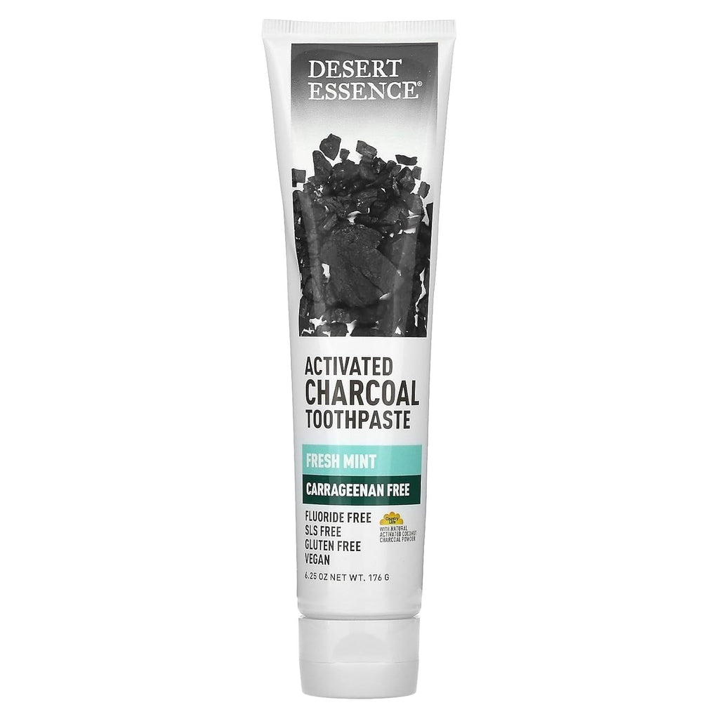 Activated Charcoal Toothpaste with Fresh Mint - Natural Whitening & Detox, 6 Pack