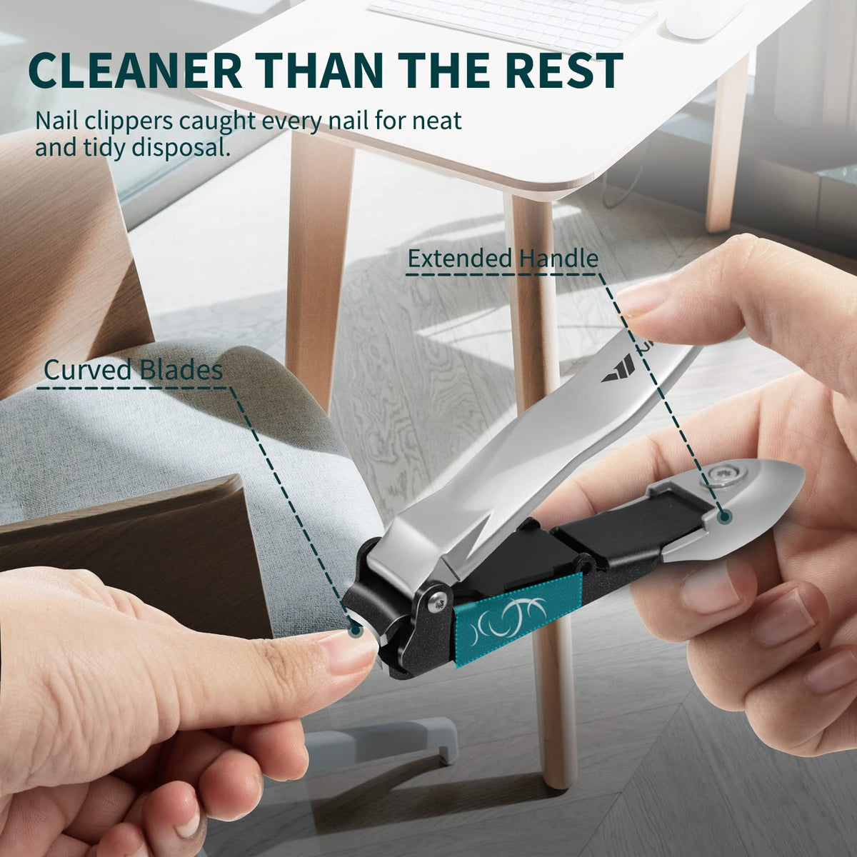 Nail Clippers with Catcher - Stainless Steel Fingernail and Toenail Trimmers