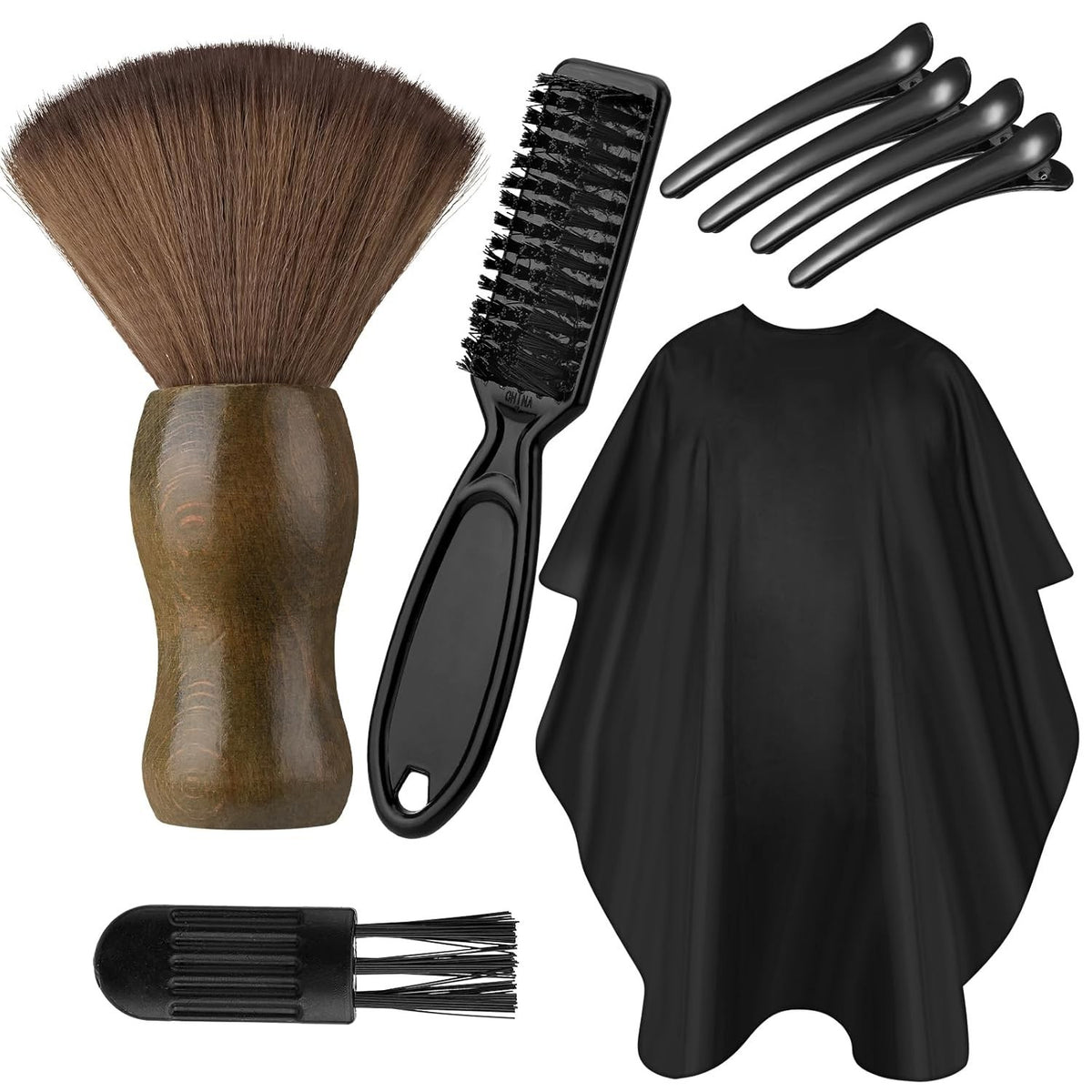 Hair Cutting Cape & Neck Duster Brush Set for Barbers and Salons