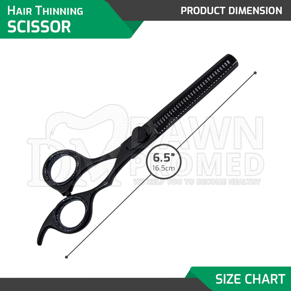 Professional 6.5 Inch Black Hair Cutting Thinning Scissors Set - Barber Shears with Plasma Coating