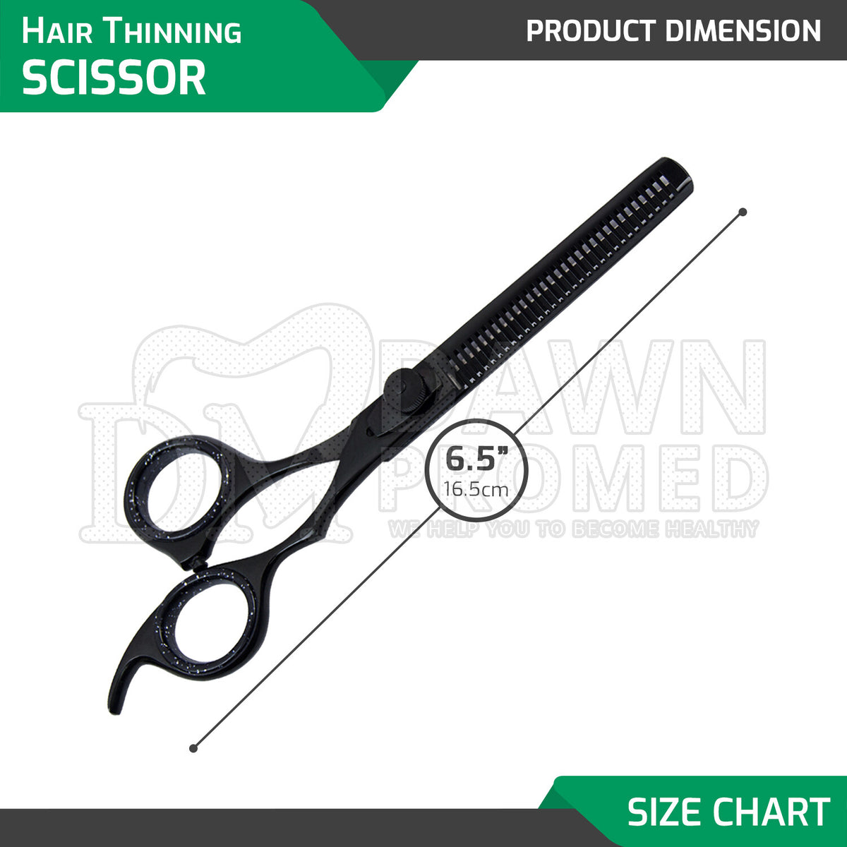 Professional 6.5 Inch Black Hair Cutting Thinning Scissors Set - Barber Shears with Plasma Coating