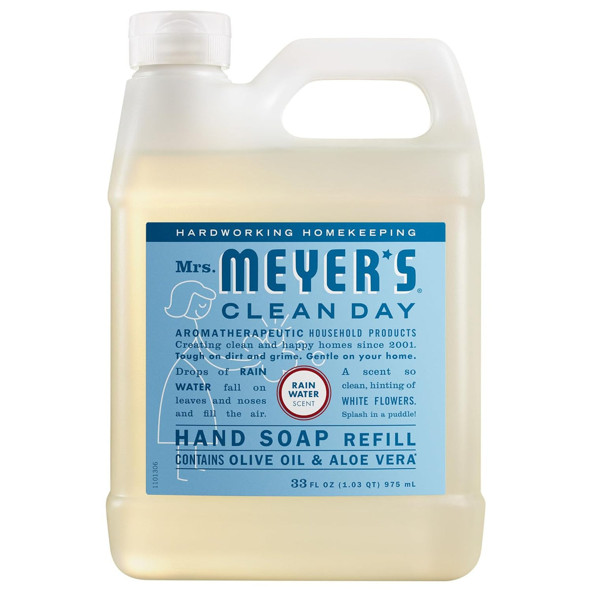 Liquid Hand Soap Refill Rain Water Scent 33 fl oz - Biodegradable & Gentle