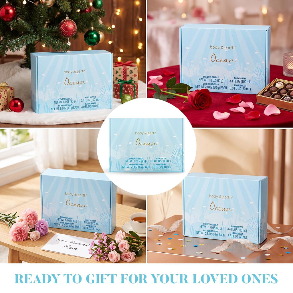 Bath and Body Gift Set for Women - 5 Piece Ocean Scent Spa Collection