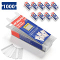 1000-Pack High Carbon Steel Razor Blades for Scraping & Cutting