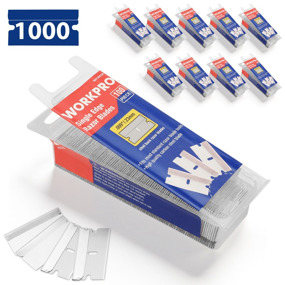 1000-Pack High Carbon Steel Razor Blades for Scraping & Cutting