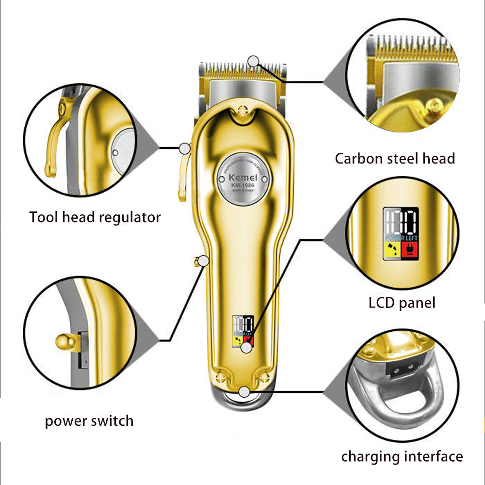Cordless Professional Hair Clippers & Trimmer Kit with LED Display
