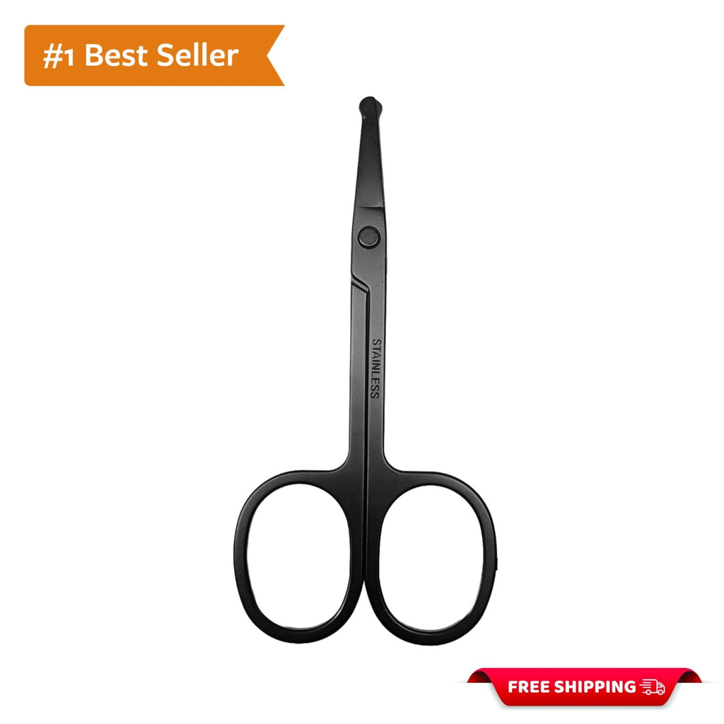 Nose Hair Trimmer Scissors with Rounded Tips & Ergonomic Handle - Stainless Steel Grooming Tool