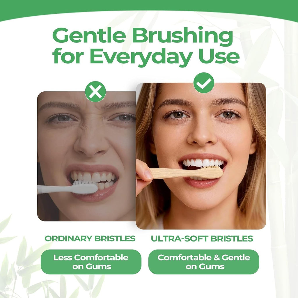 Ultra Soft Bamboo Toothbrush Set - 12 Pack Eco-Friendly & Biodegradable