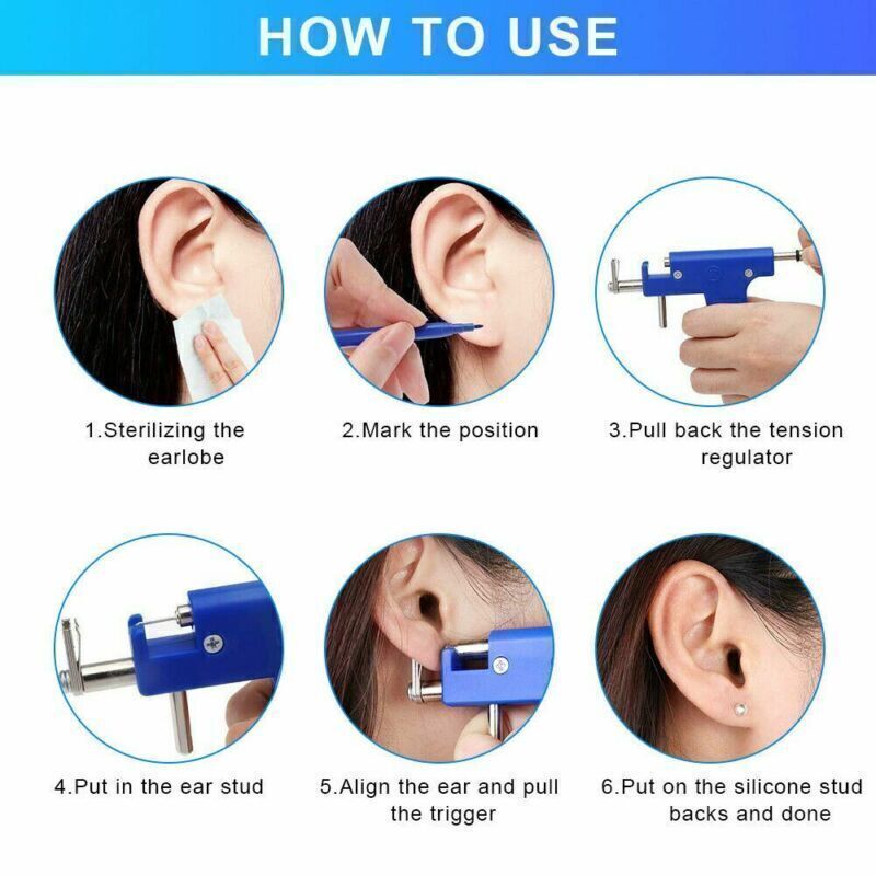 Professional Ear Piercing Gun Kit with 98 Studs - DIY Ear Nose Navil Body Kit