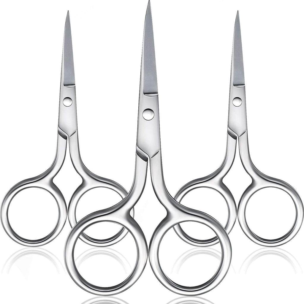 3 Pack Stainless Steel Eyebrow and Nose Hair Scissors with Straight Tips