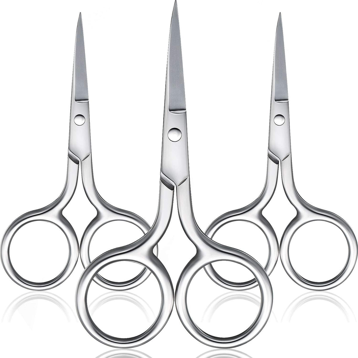 3 Pack Stainless Steel Eyebrow and Nose Hair Scissors with Straight Tips