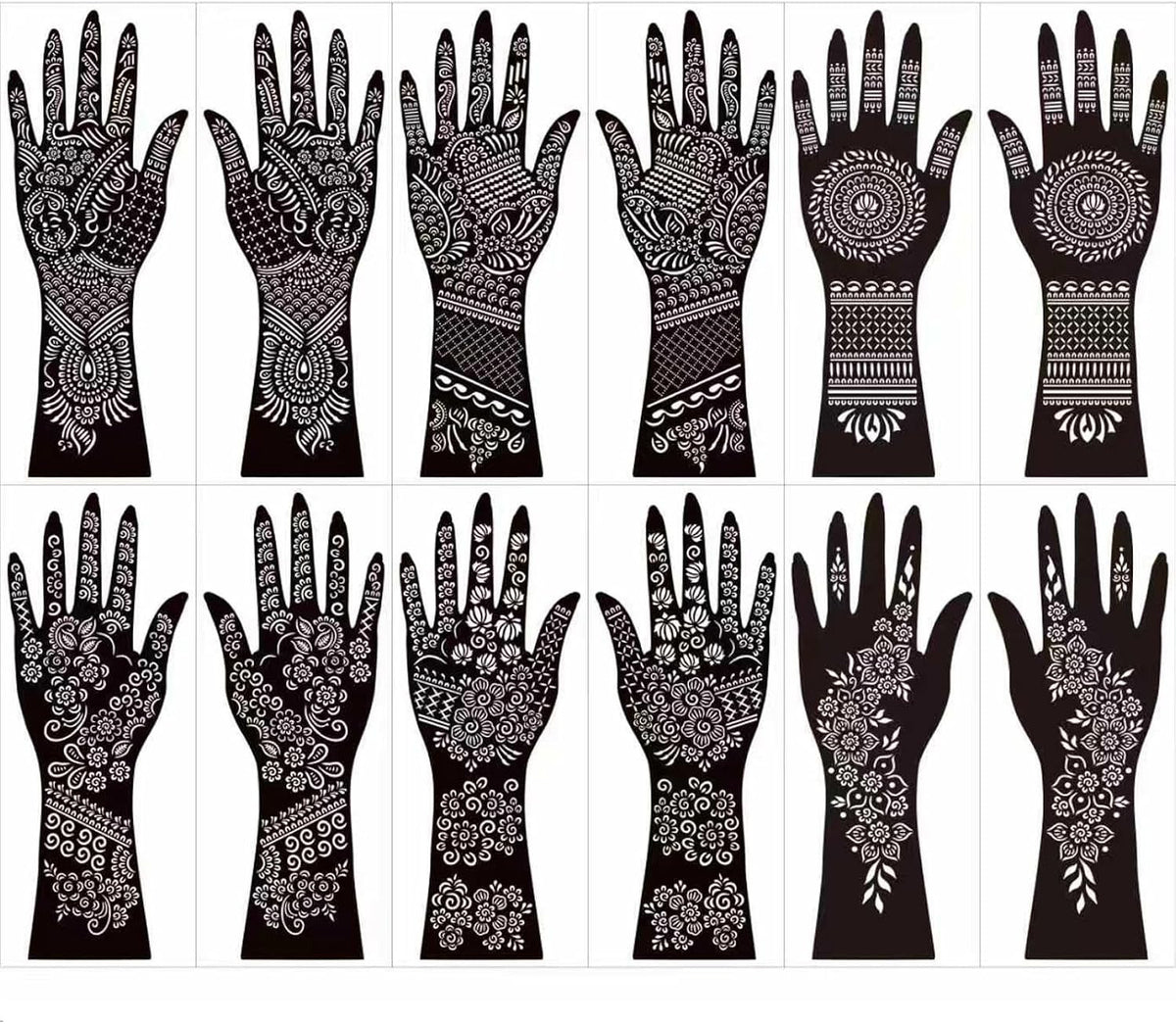 Henna Tattoo Stencil Kit – 12 Sheets Temporary Hand Templates