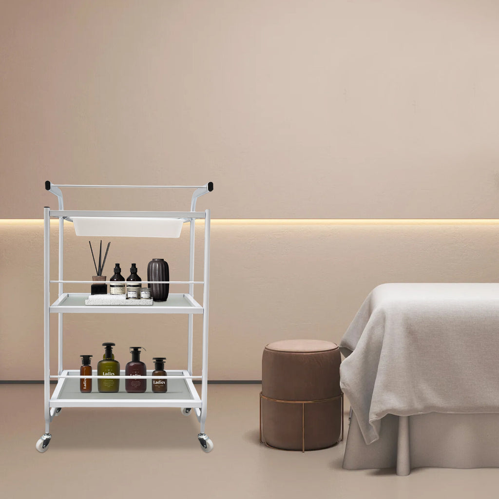 Rolling Trolley Cart with Wheels and Drawer for Salon & Spa Storage