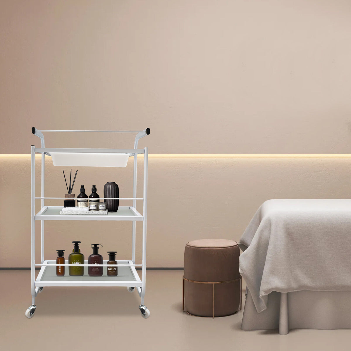 Rolling Trolley Cart with Wheels and Drawer for Salon & Spa Storage