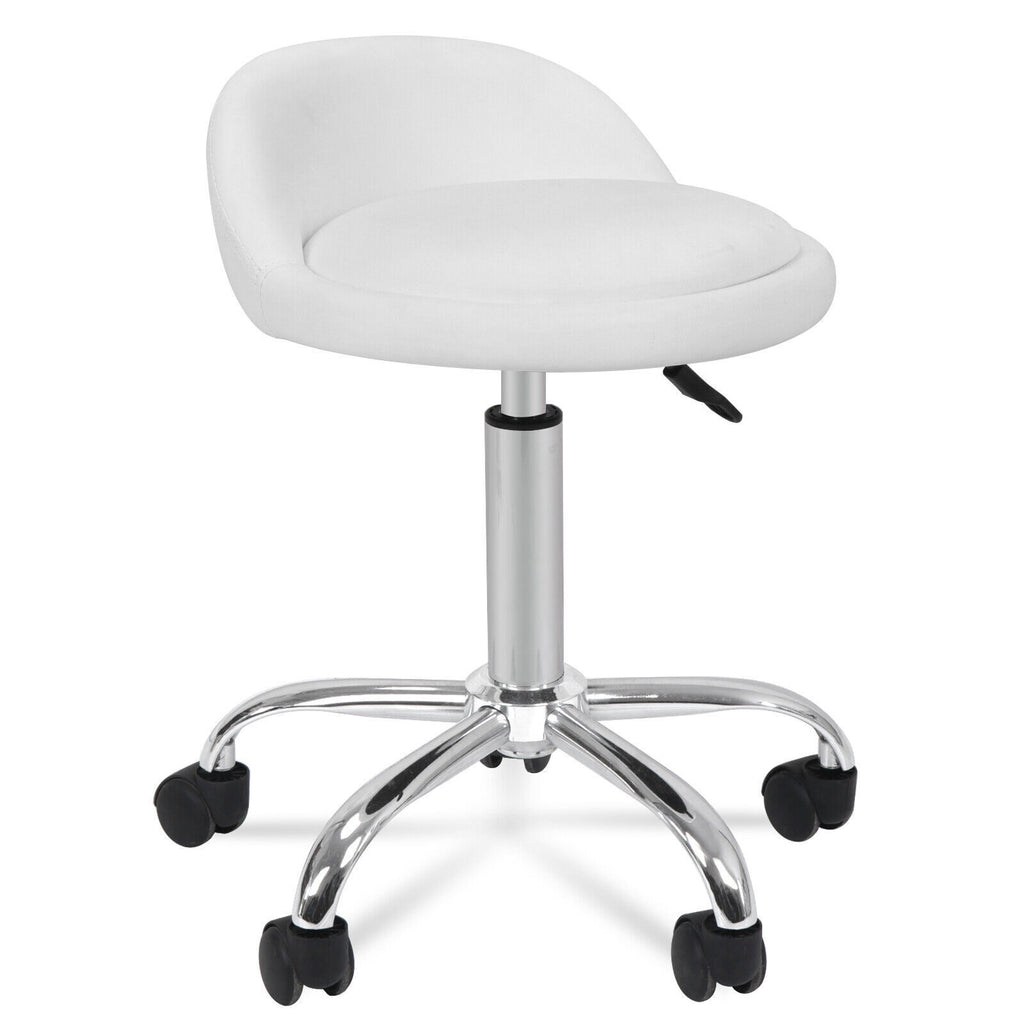 Adjustable PU Leather Salon & Tattoo Stool with Swivel & Casters