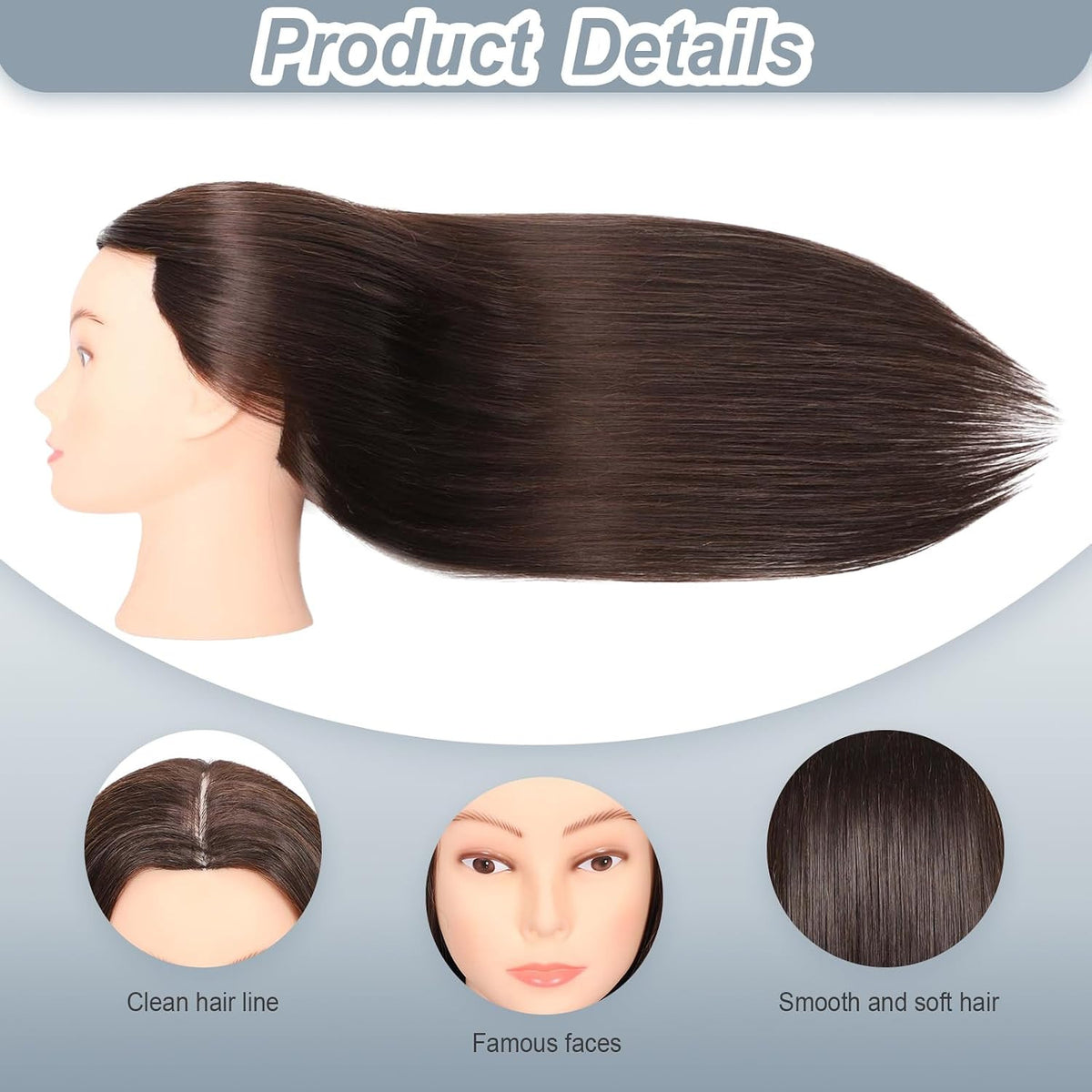 Mannequin Head with 80% Human Hair for Hair Styling Practice - 26-28 Inches