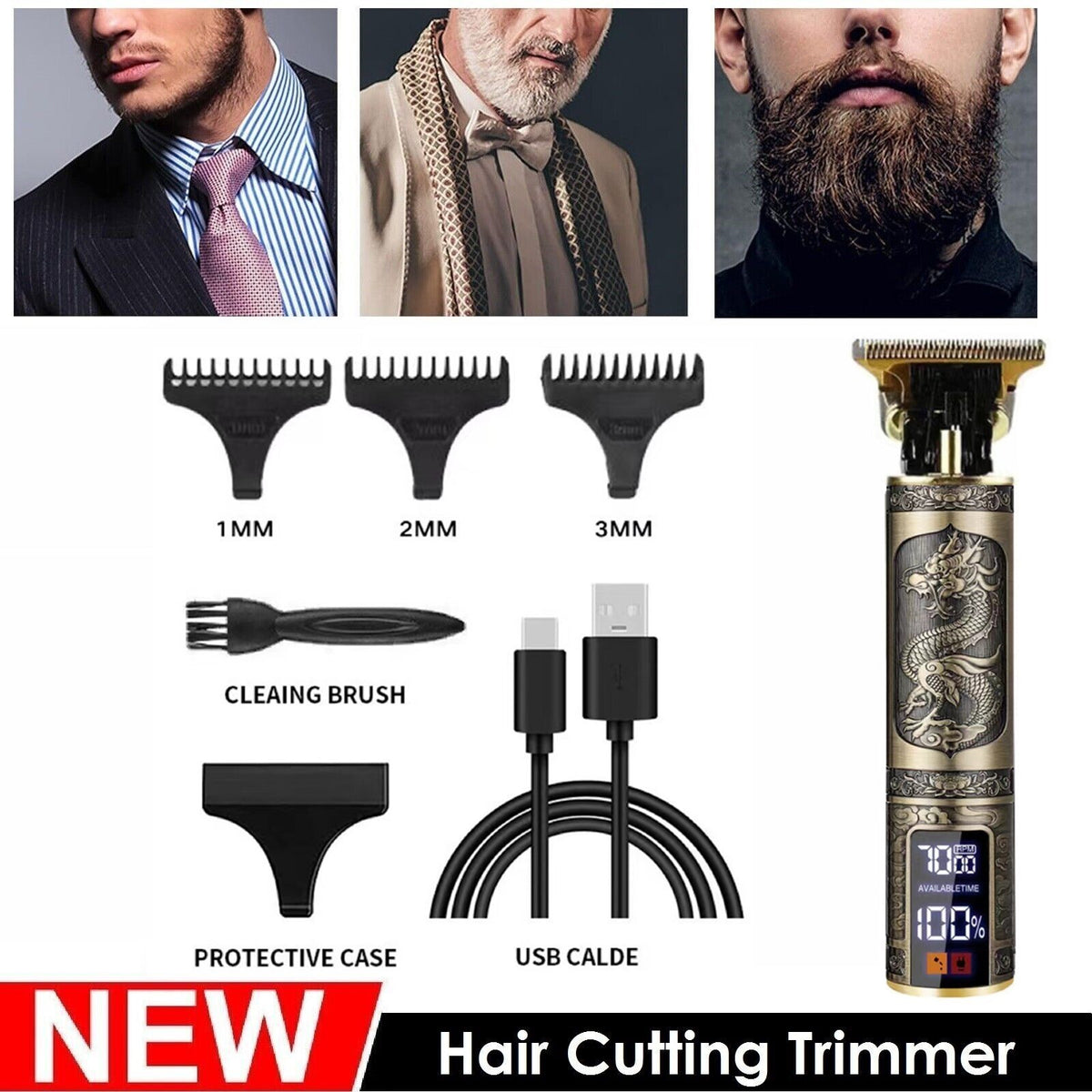 Cordless Hair Clippers & Beard Trimmer for Men, Professional Electric Grooming Set